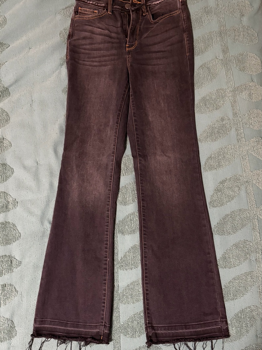 Judy Blue Faded Black Bootcut Jeans with Raw Hem
